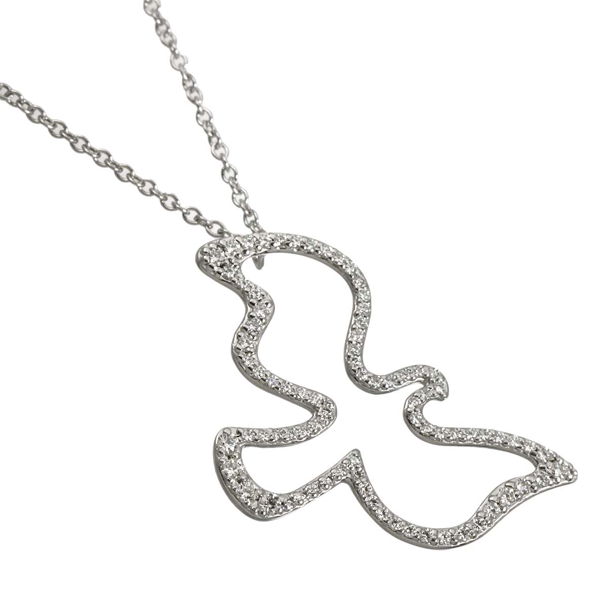 Diamond Bird Necklace 18K White Gold 750