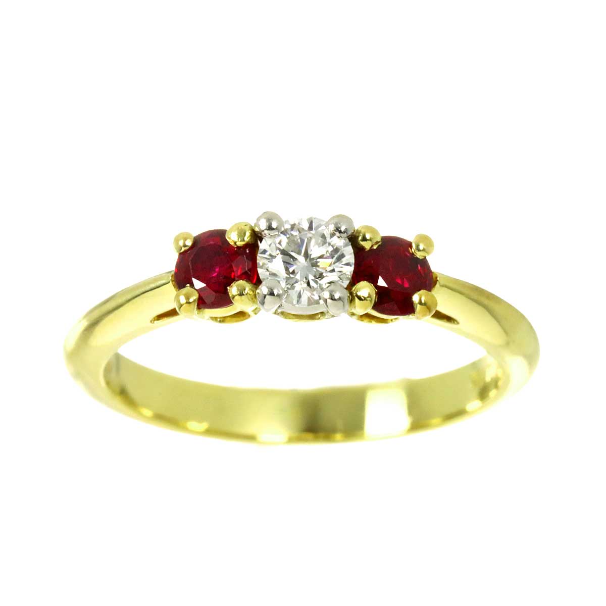 Diamond Ruby Ring 18K YG 750 Pt size5.25(US)