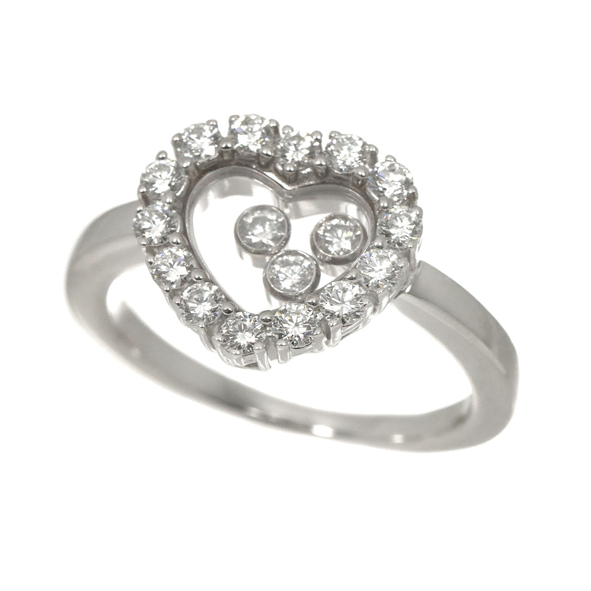 Happy Diamond Heart Ring 18K White Gold 750 Size7.25(US)