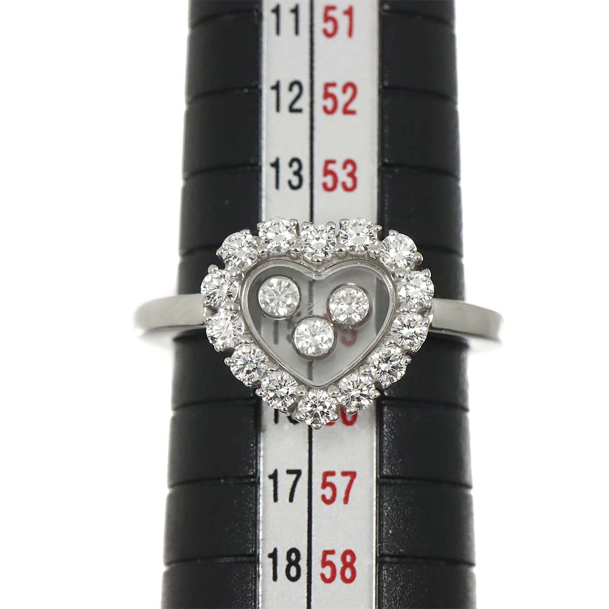 Happy Diamond Heart Ring 18K White Gold 750 Size7.25(US)