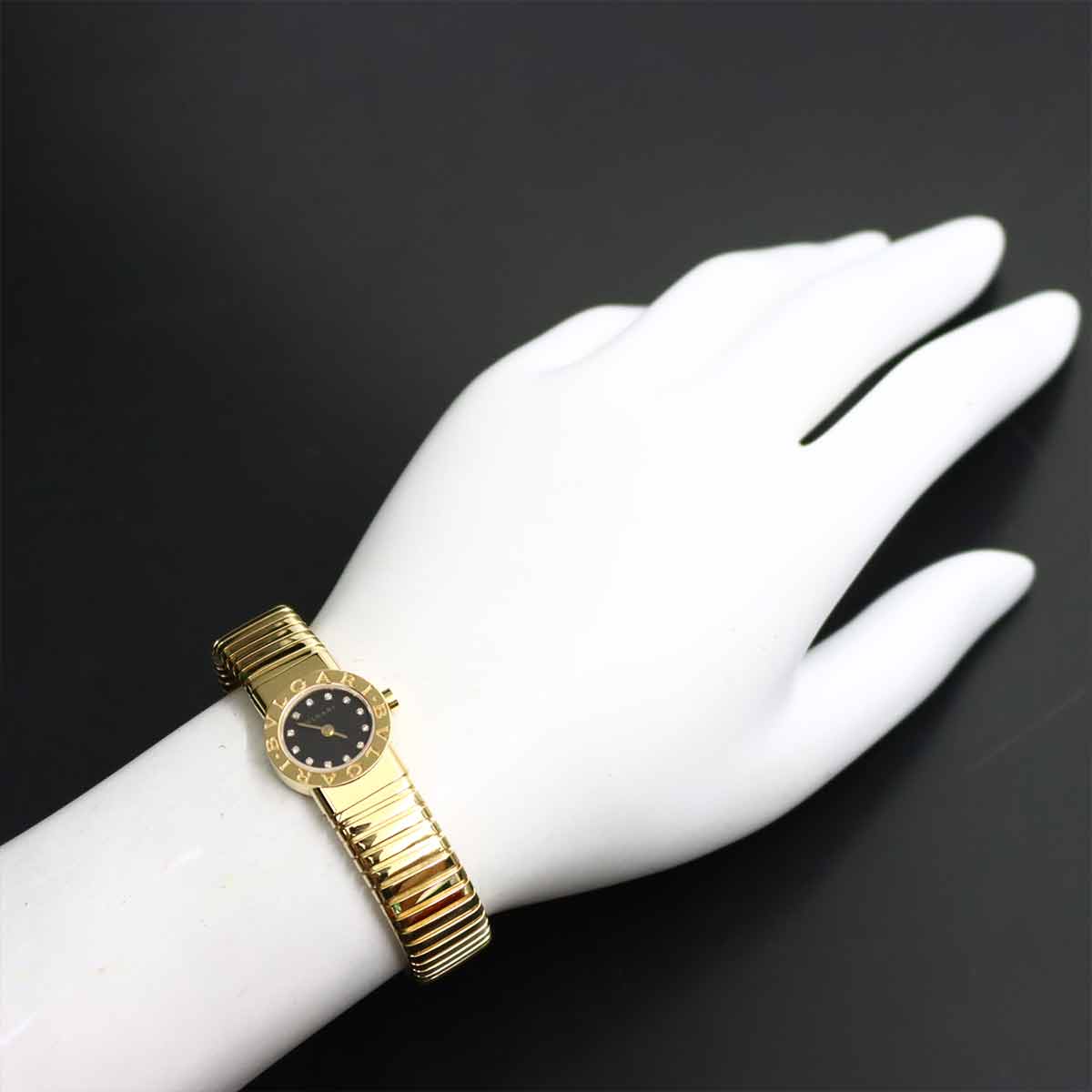 BVLGARIBVLGARI Tubogas BB192TG 12P Diamond 750 YG Black Dial