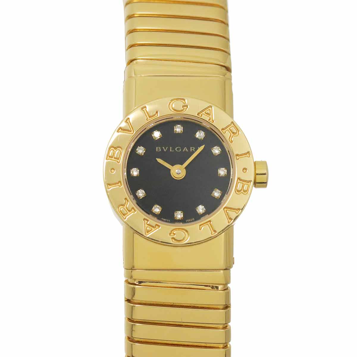 BVLGARIBVLGARI Tubogas BB192TG 12P Diamond 750 YG Black Dial