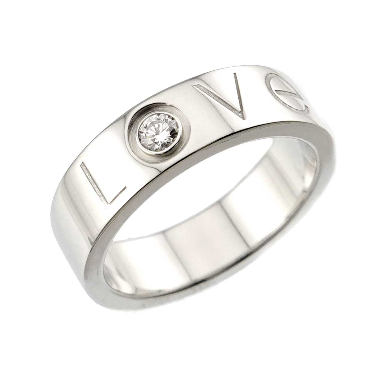 Love Diamond 1P Ring 18K White Gold 750 size53 6-6.25(US)