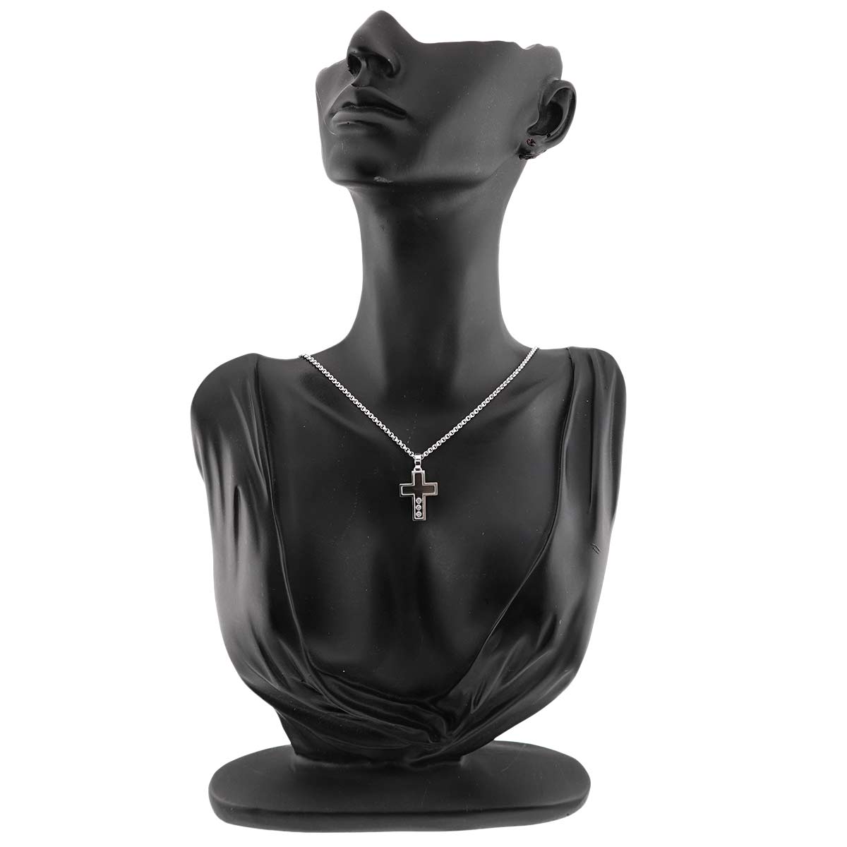 Happy Diamond Cross Necklace 18K White Gold 750