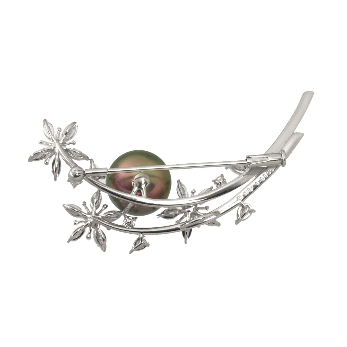 South Sea pearl Diamond 1.61ct Brooch 18K WG 750