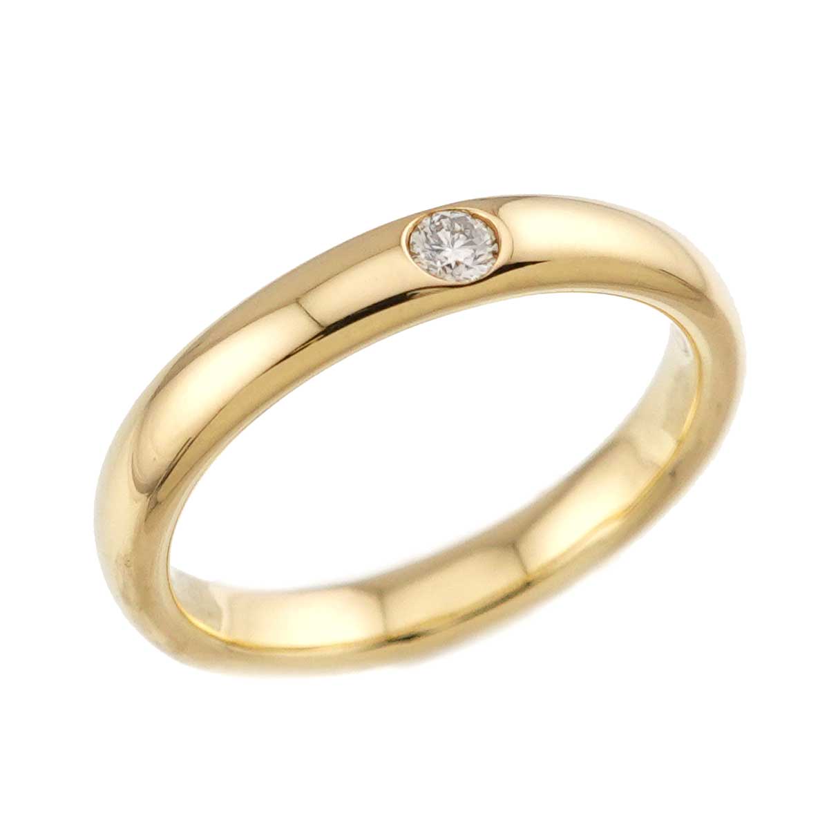 Round Cut Diamond Ring 18K YG 750 Size4.75-5(US)