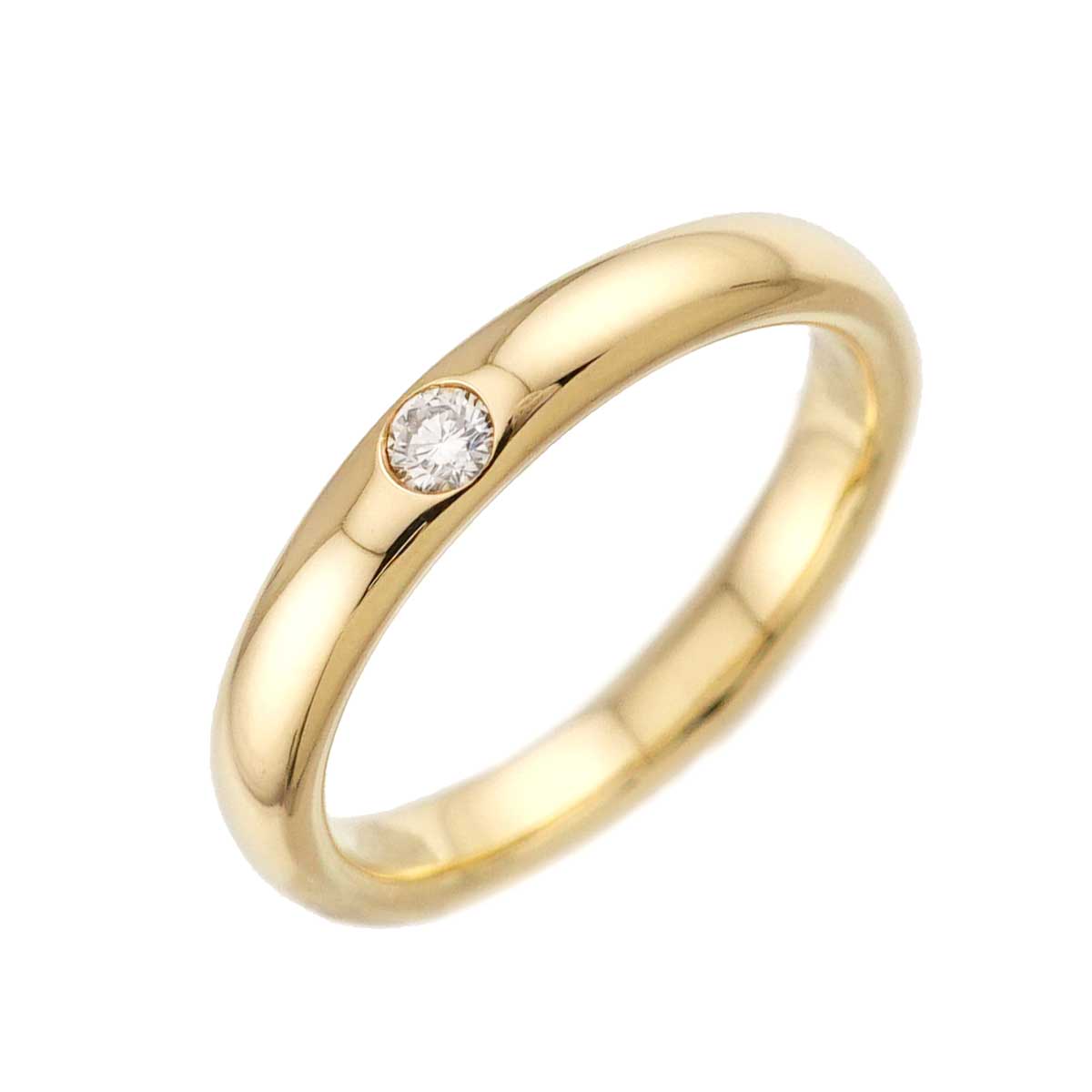 Round Cut Diamond Ring 18K YG 750 Size4.75-5(US)