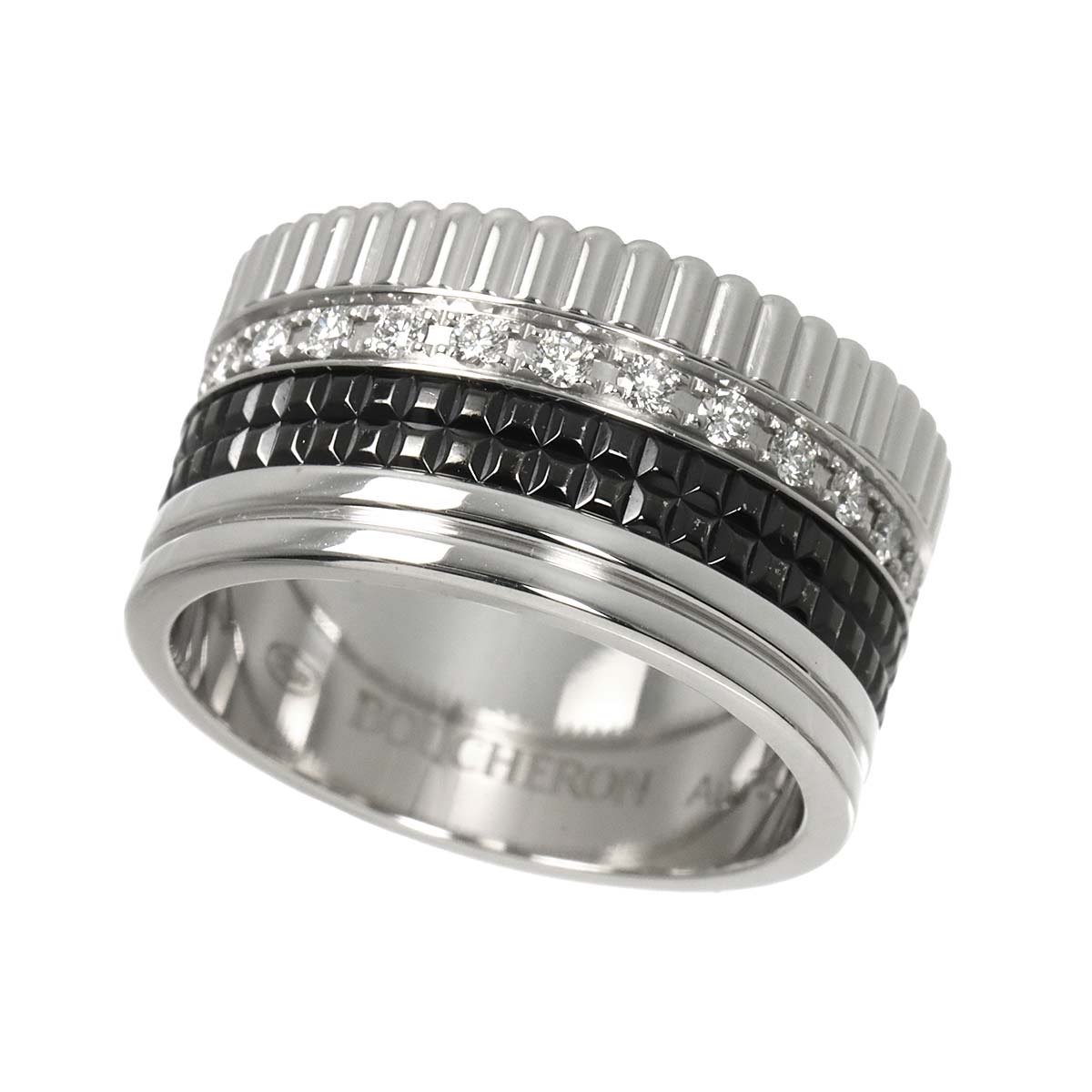 Quatre Diamond Ring 18K WG 750 Black PVD Size57 7.5-7.75(US)