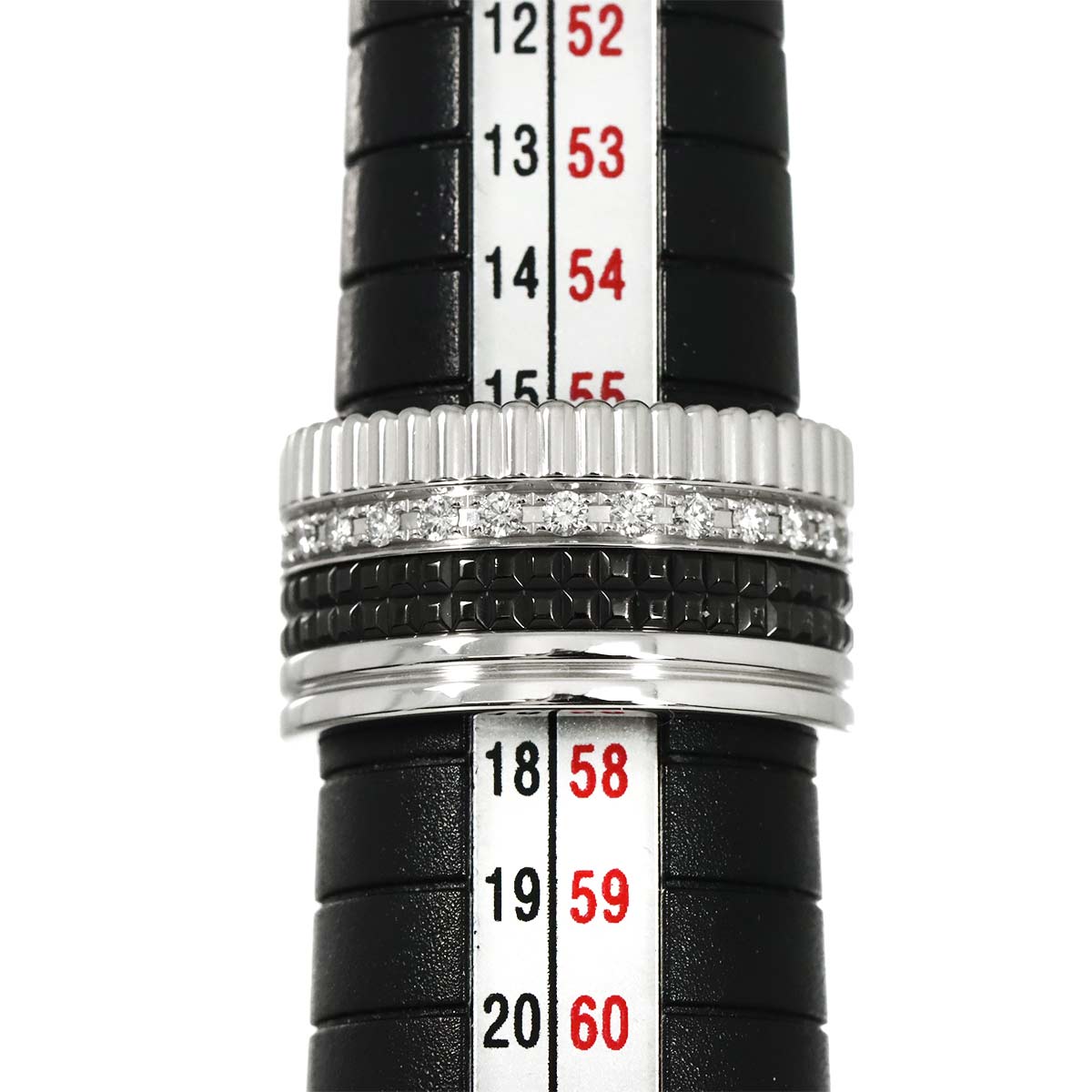 Quatre Diamond Ring 18K WG 750 Black PVD Size57 7.5-7.75(US)