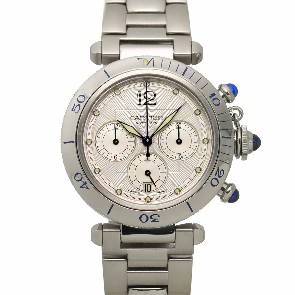 Pasha 38mm W31030H3 Chronograph Date Automatic Silver Dial