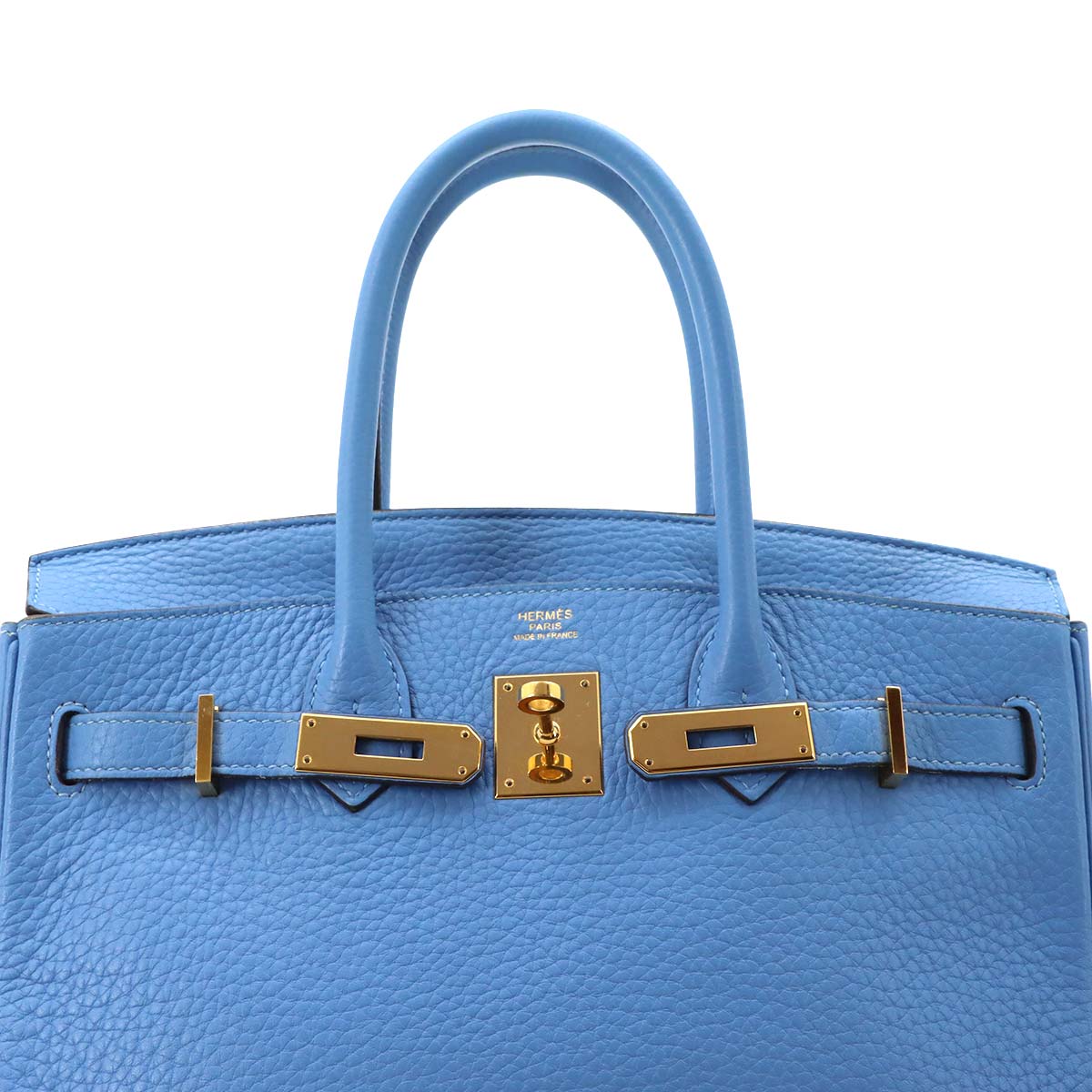 Birkin 30 Traurillon Clemence Blue Paradise Hand Bag