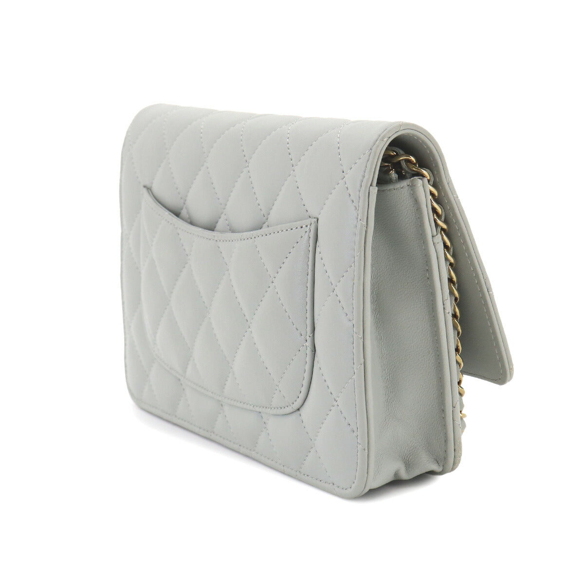 Matelasse Classic Chain Wallet Leather Light gray AP0250