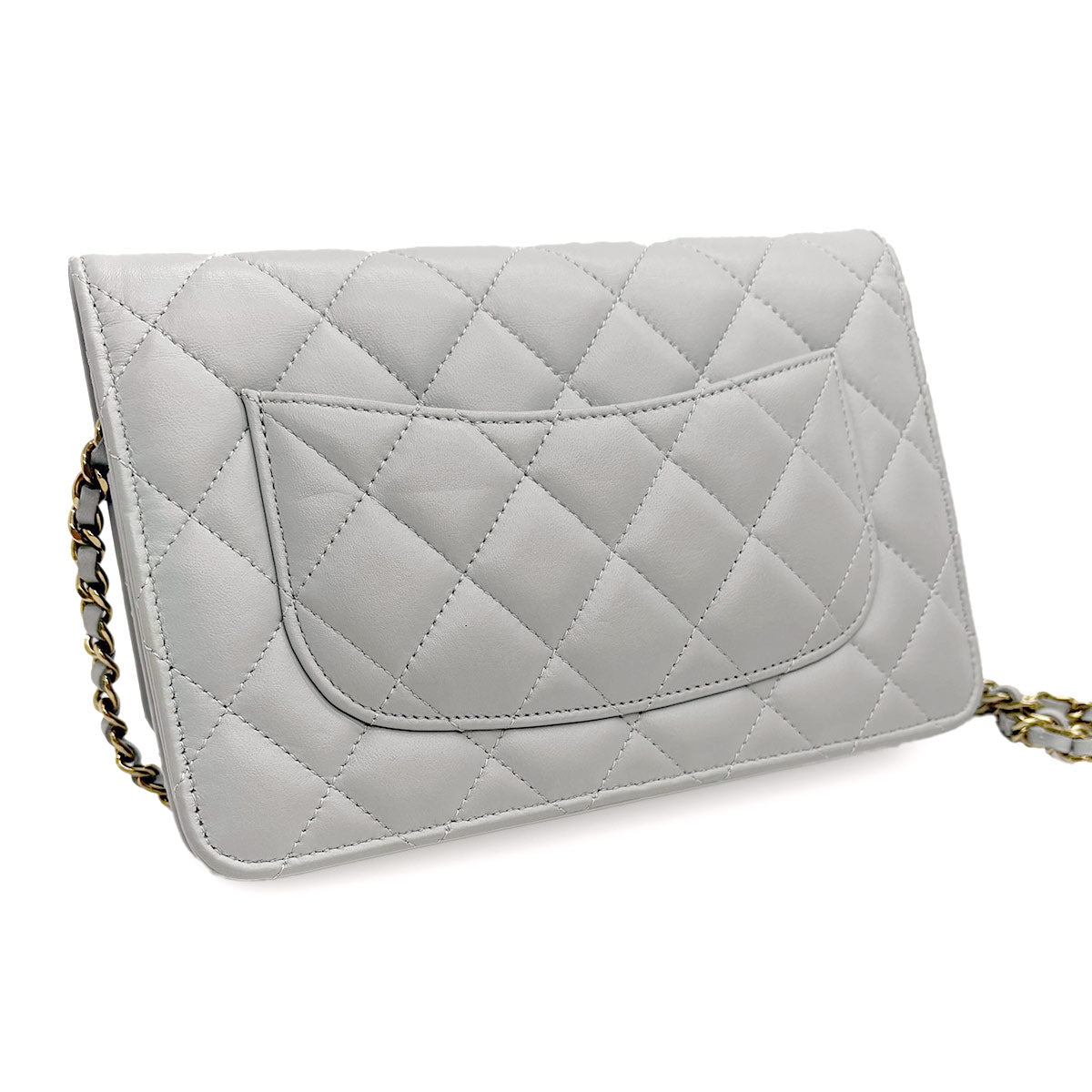 Matelasse Classic Chain Wallet Leather Light gray AP0250