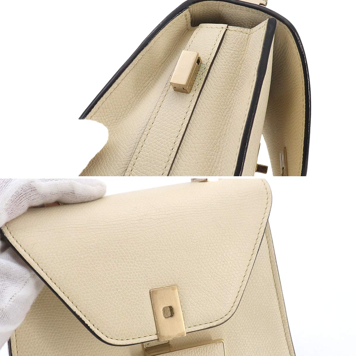 Micro Iside 2way Hand Shoulder Bag Leather White