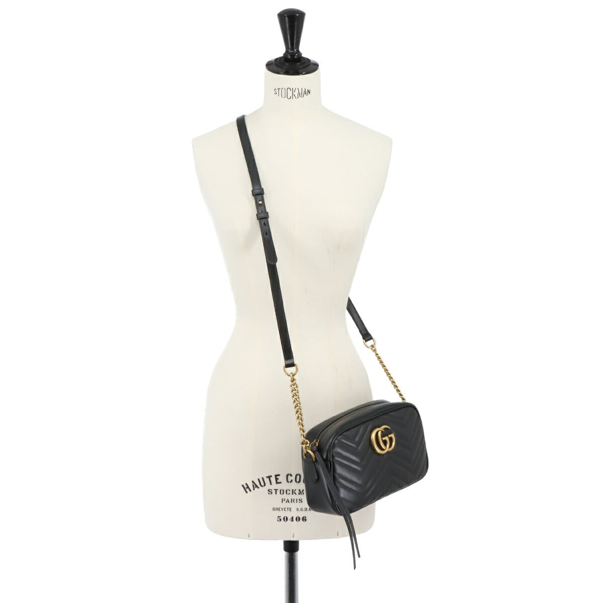GG Marmont Chain Shoulder Bag Leather Black 447632 Purse