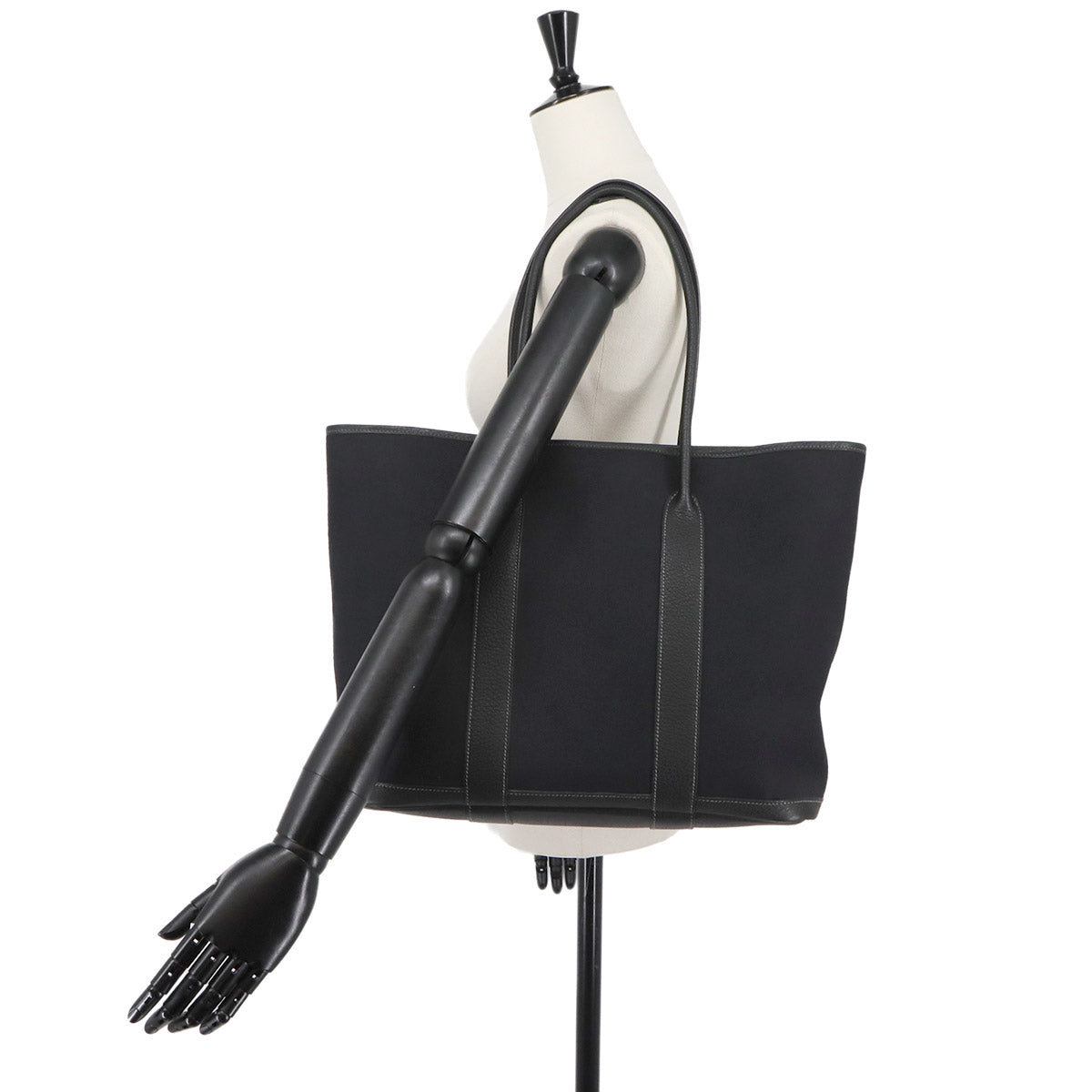 Garden Zip MM Tote Bag Toile Officier Negonda Black Purse