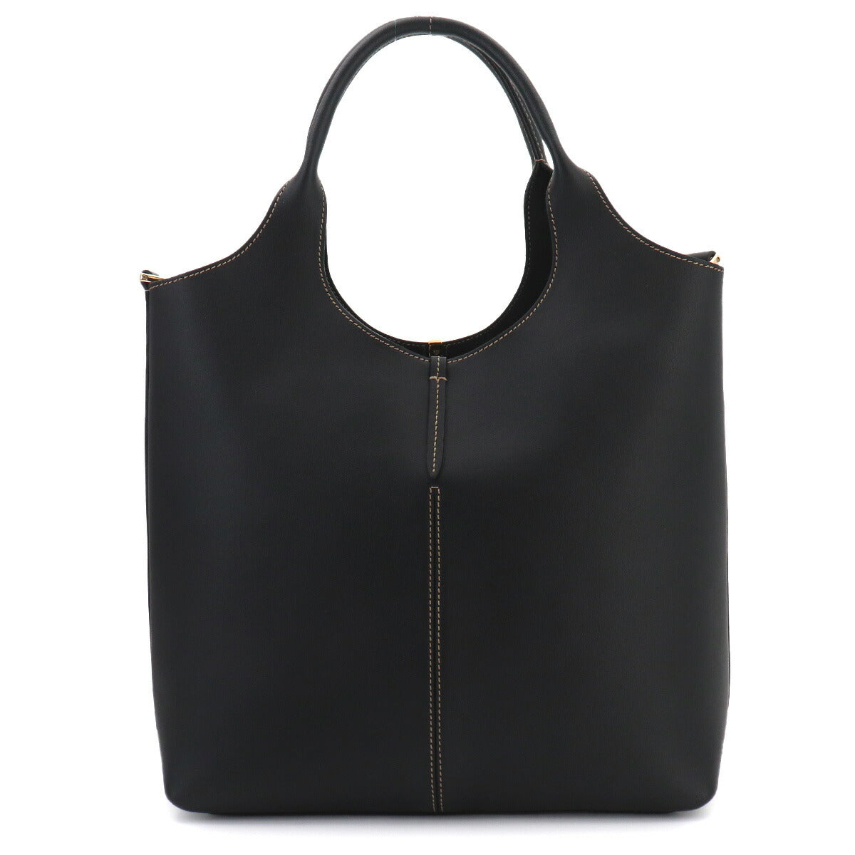 Shopping Small Tote Shoulder Bag Leather Black Purse
