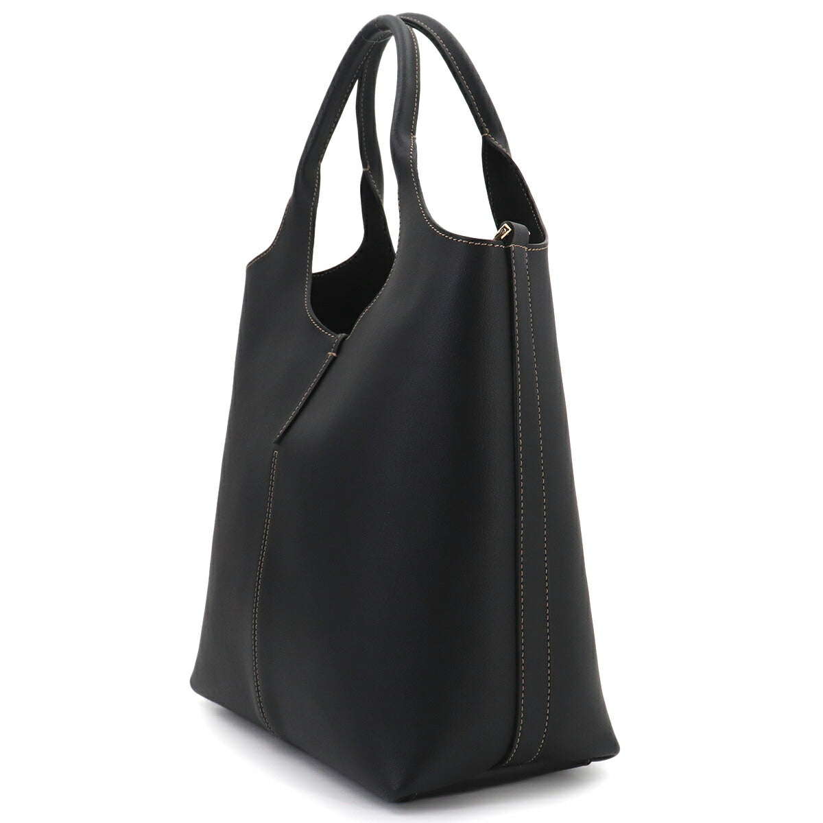 Shopping Small Tote Shoulder Bag Leather Black Purse