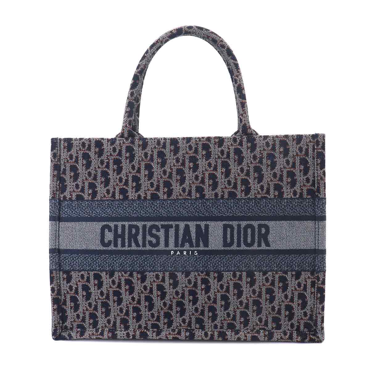 Oblique Book Tote Medium Bag Denim Navy M1296ZETO