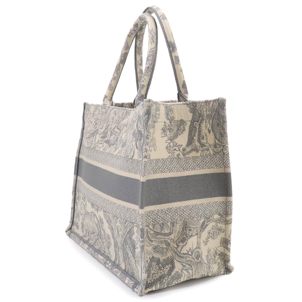 Toile de Jouy Book Tote Medium Bag Canvas Grey