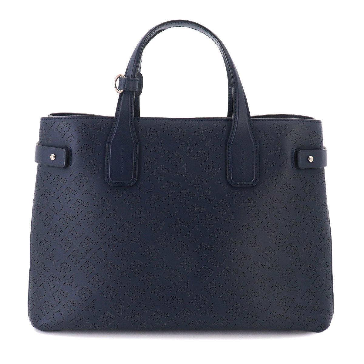 Hand Shoulder Bag Leather Navy Logos