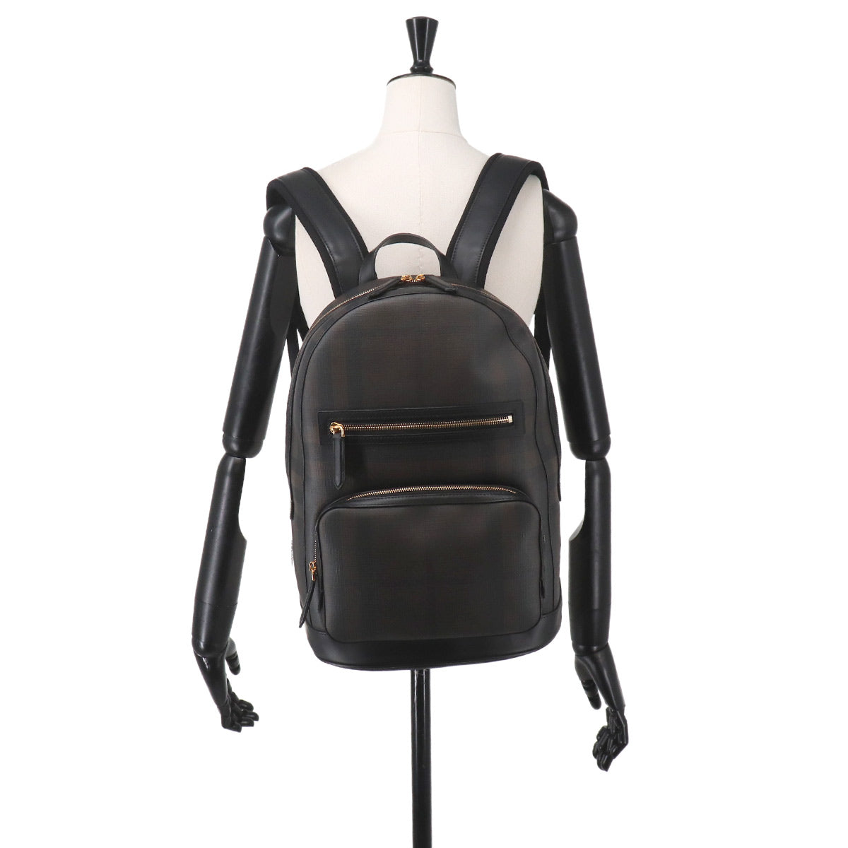 Plaid Backpack PVC Leather Dark brown 3996212 Smoked Check