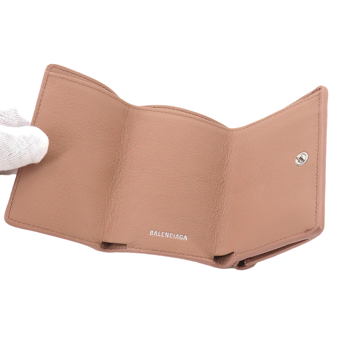 Papier Mini Wallet Leather Beige 391446 Logos Purse