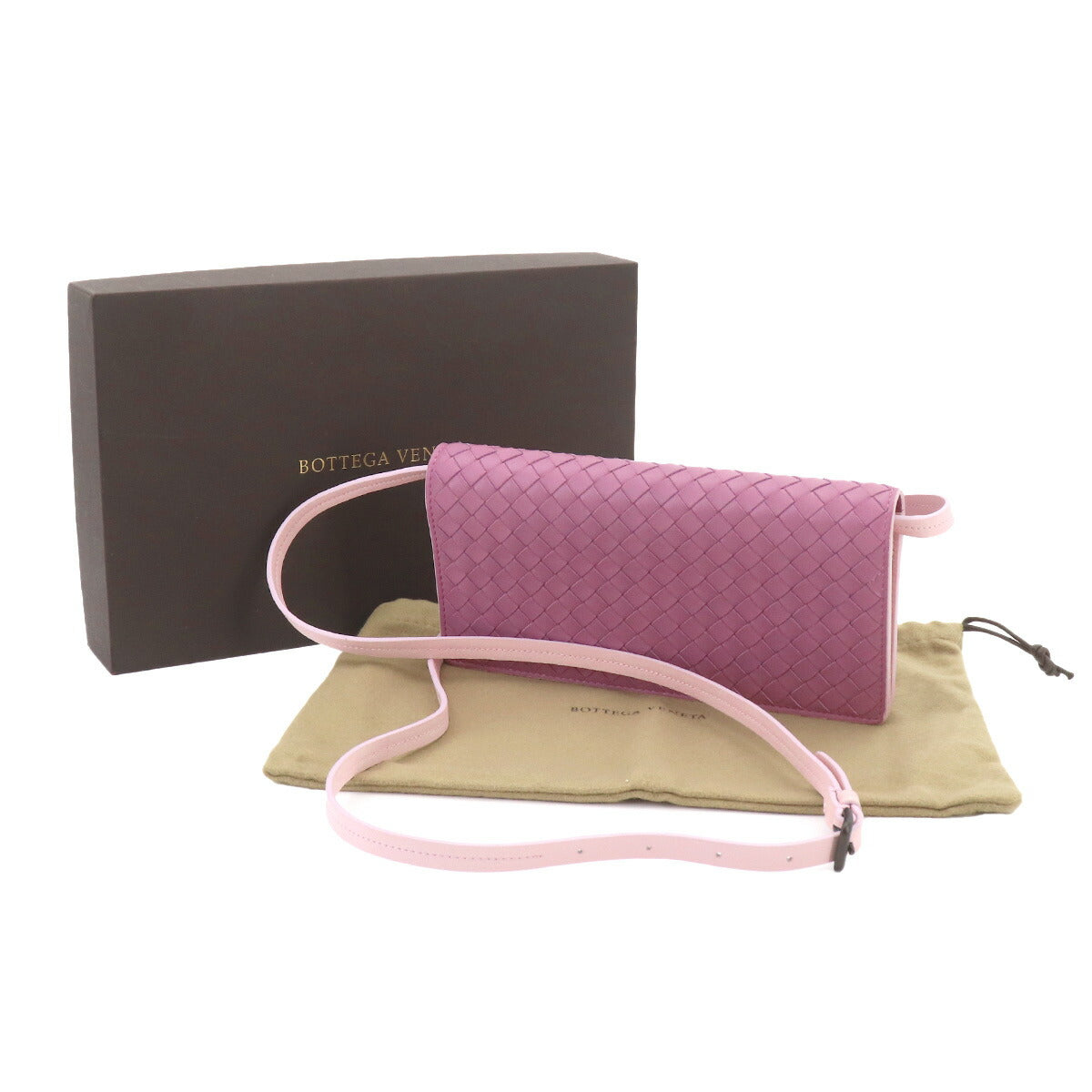 Intrecciato Shoulder Wallet Leather Purple 493287 Purse