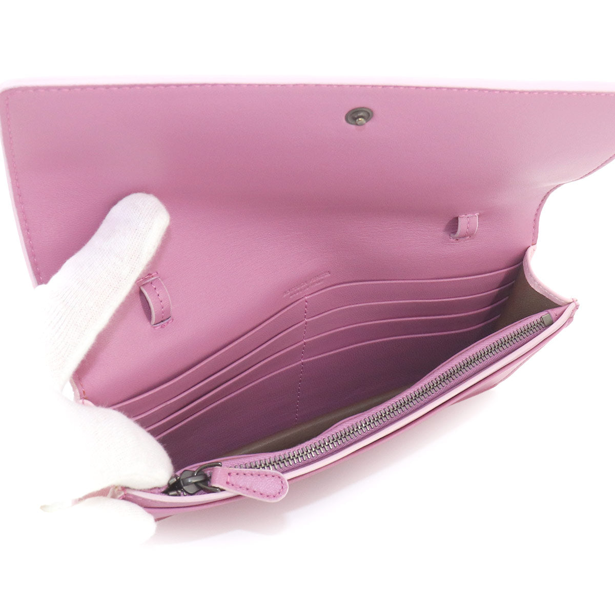 Intrecciato Shoulder Wallet Leather Purple 493287 Purse