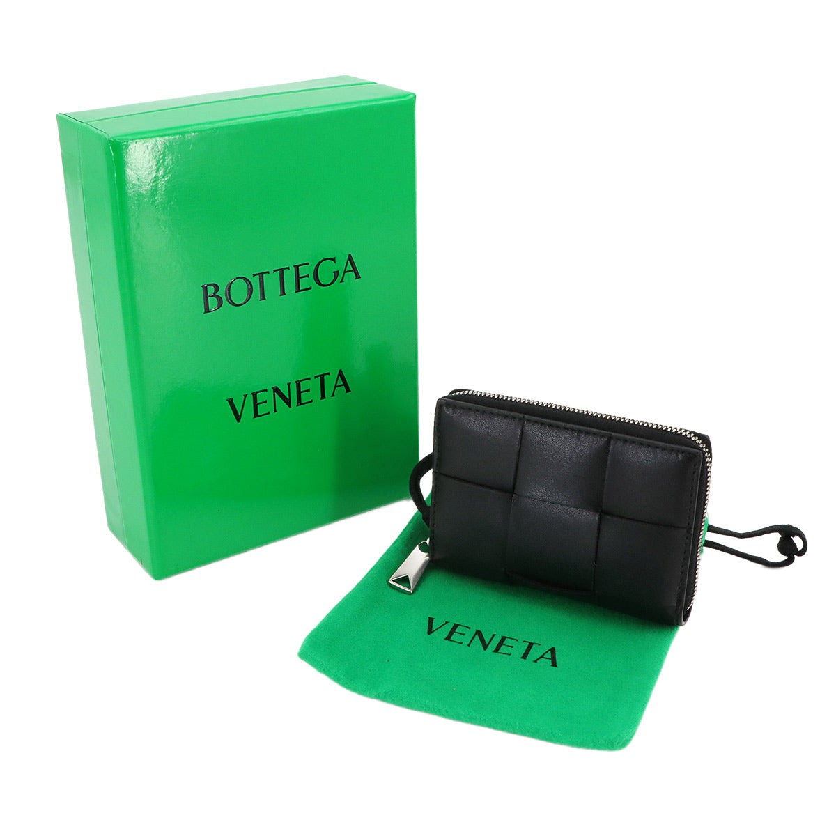 Intrecciato Cassette Coin Case Leather Black 790558