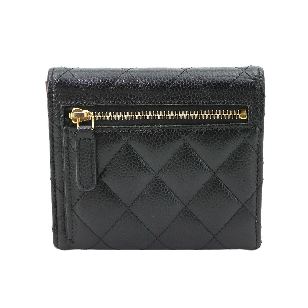 Matelasse Compact Wallet Leather Black A82288