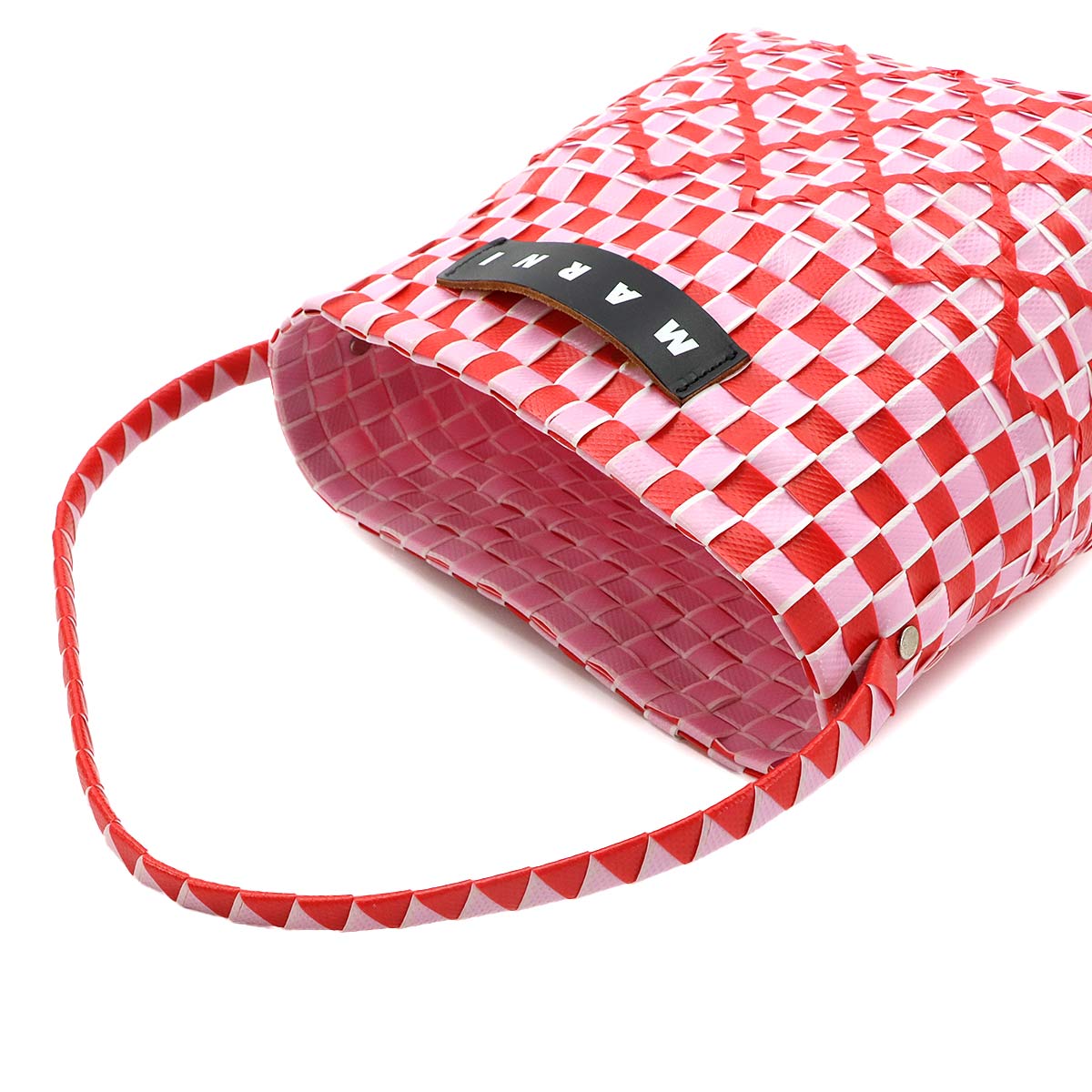 Marni Market Pod Basket Hand Bag Polypropylene Pink Red Purse