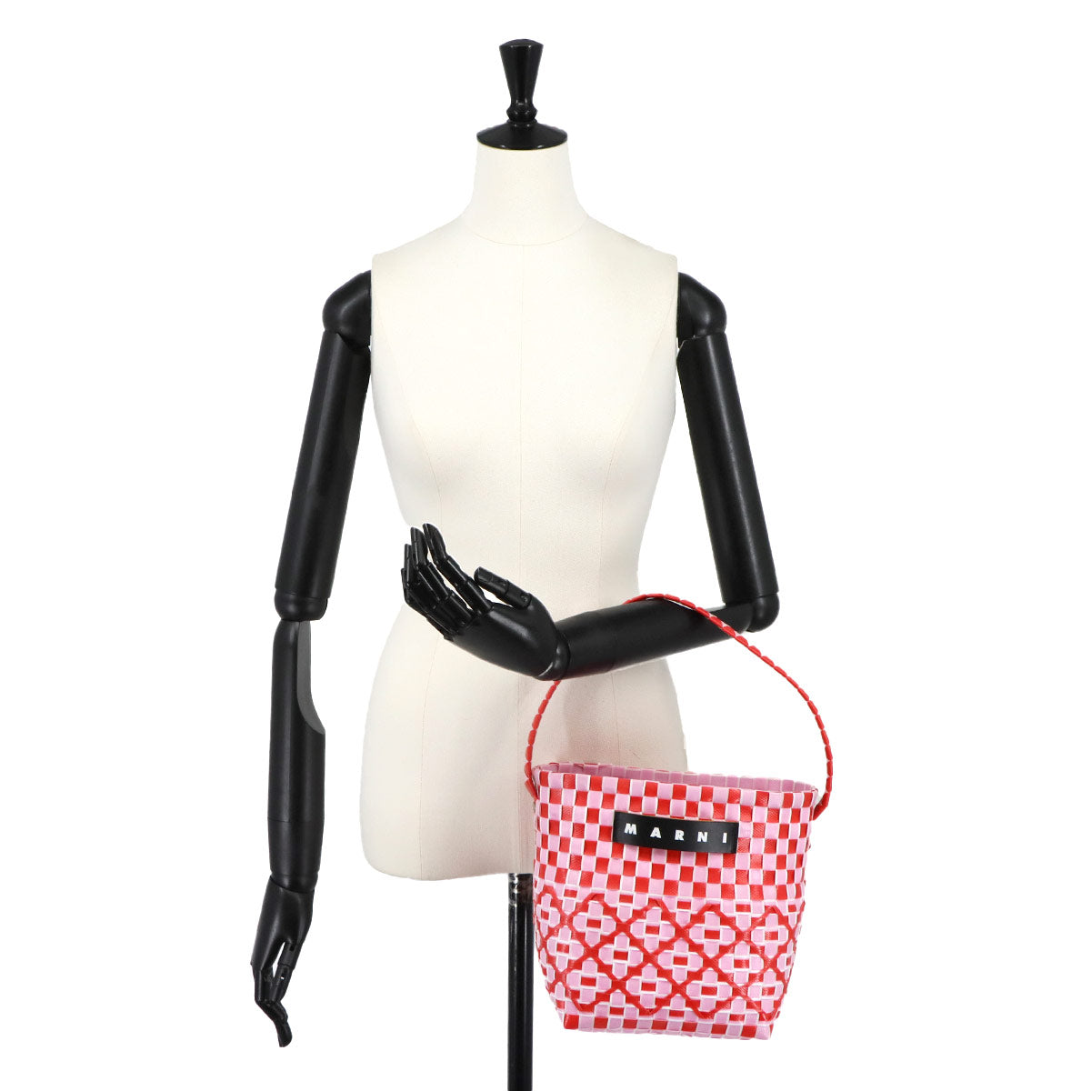 Marni Market Pod Basket Hand Bag Polypropylene Pink Red Purse