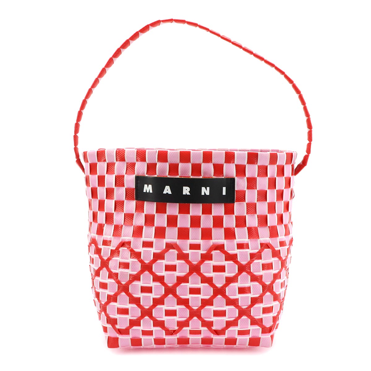 Marni Market Pod Basket Hand Bag Polypropylene Pink Red Purse