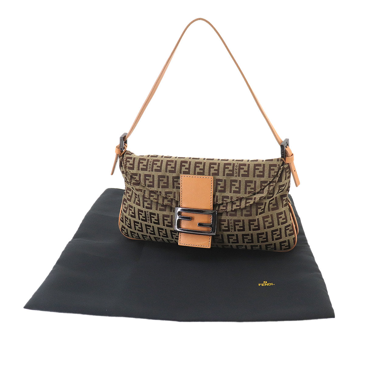 Zucchino Mamma Baguette Shoulder Bag Canvas Beige Brown 8BR009