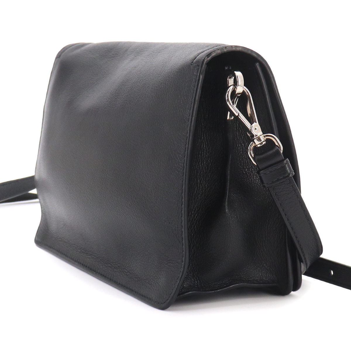 Messenger Shoulder Bag Leather Nero Black 1BD296 Purse