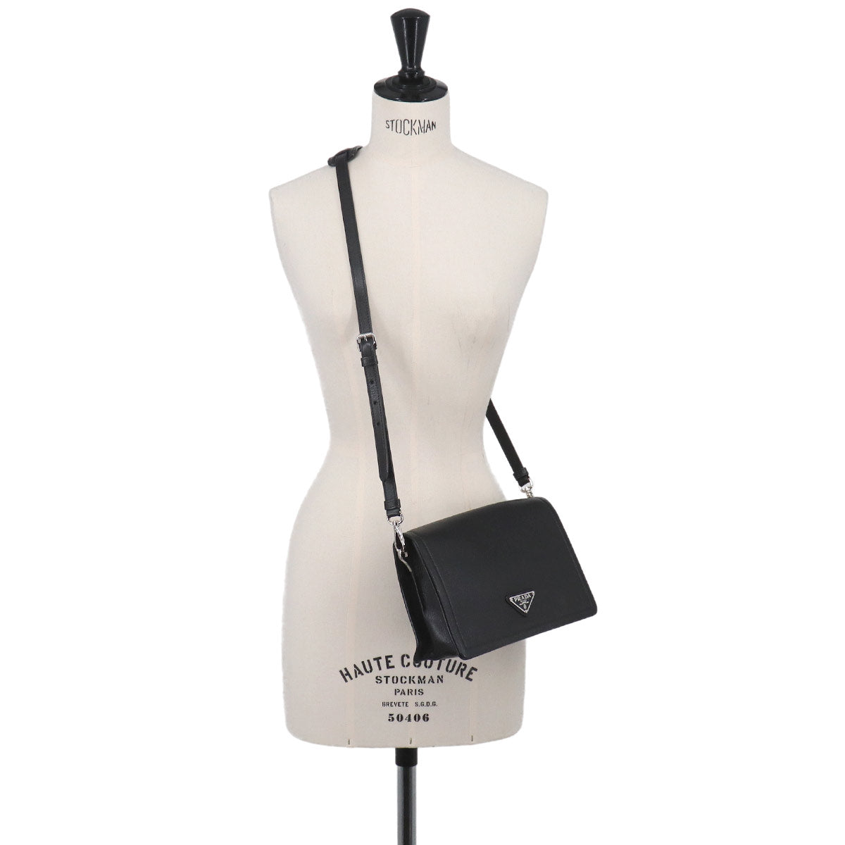 Messenger Shoulder Bag Leather Nero Black 1BD296 Purse