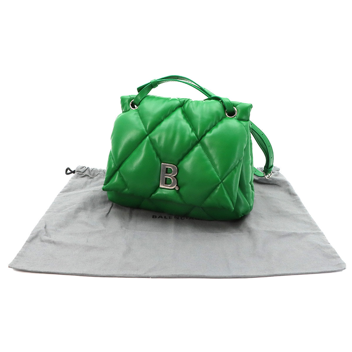 Touch Puffy Shoulder Bag Leather Green 619449 Purse