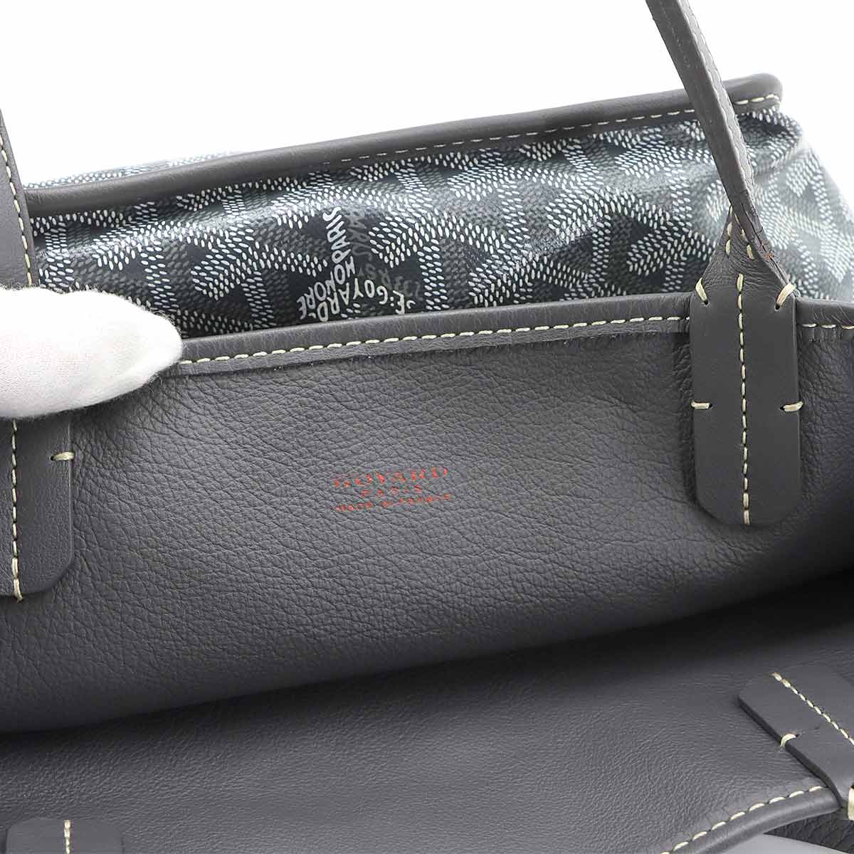 Anjou Mini Reversible Tote Bag PVC Leather Gray Purse