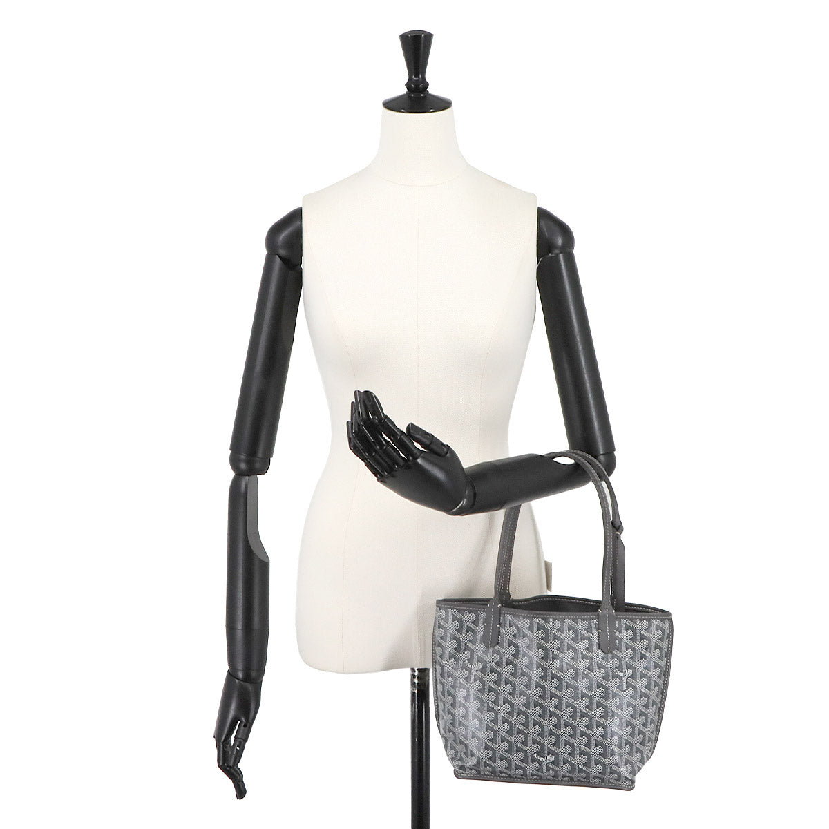 Anjou Mini Reversible Tote Bag PVC Leather Gray Purse