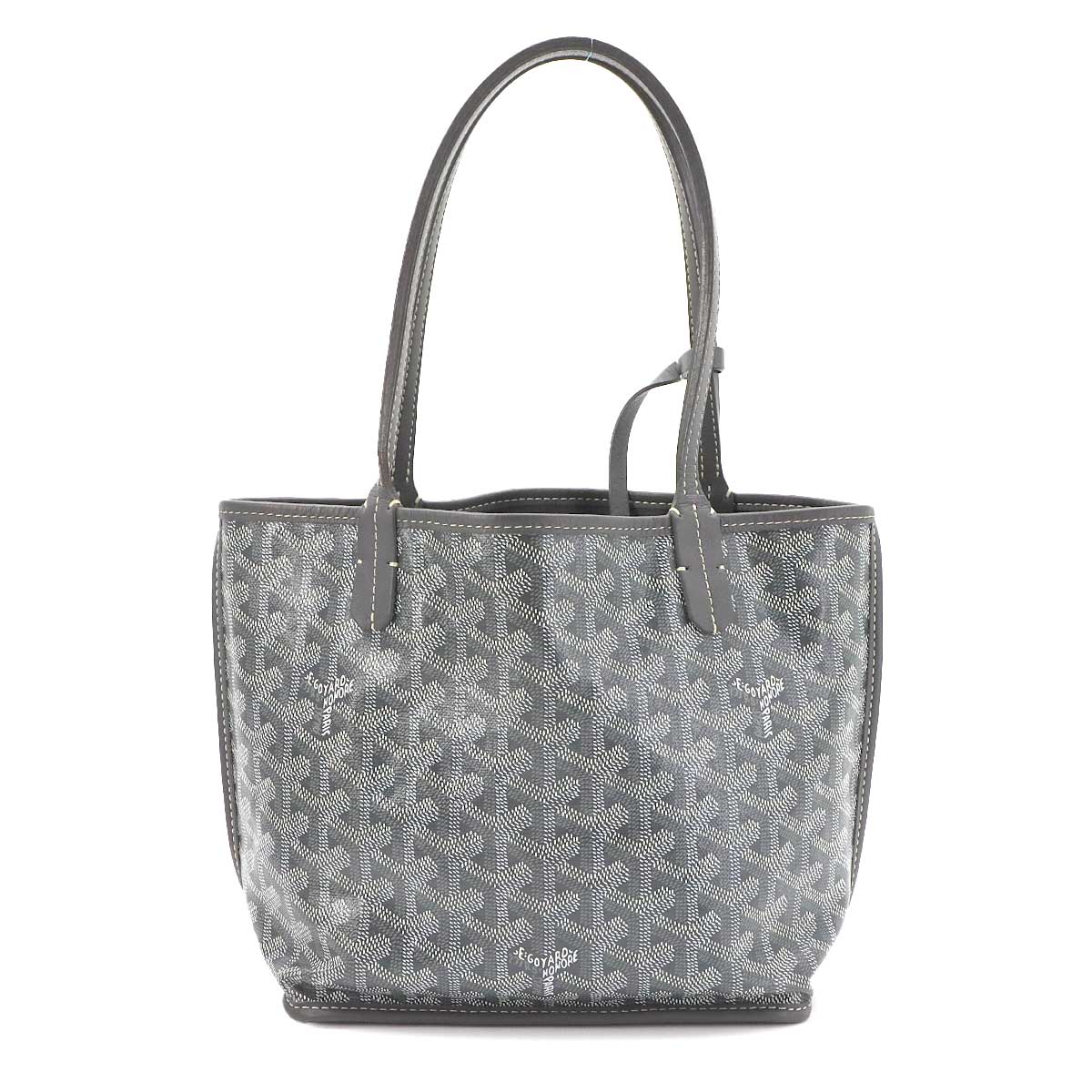 Anjou Mini Reversible Tote Bag PVC Leather Gray Purse