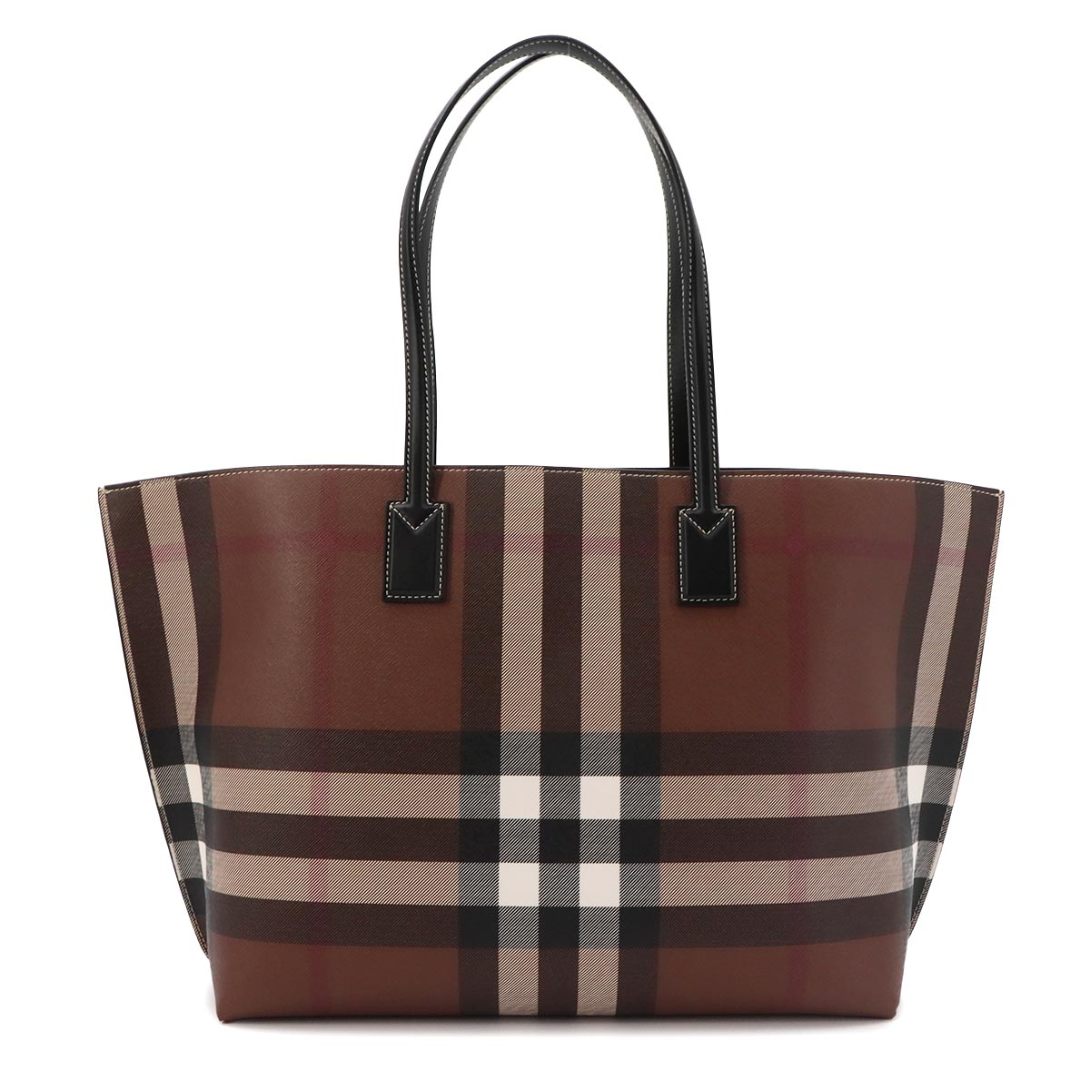 Plaid Medium Check Tote Bag PVC Leather Dark birch brown Purse