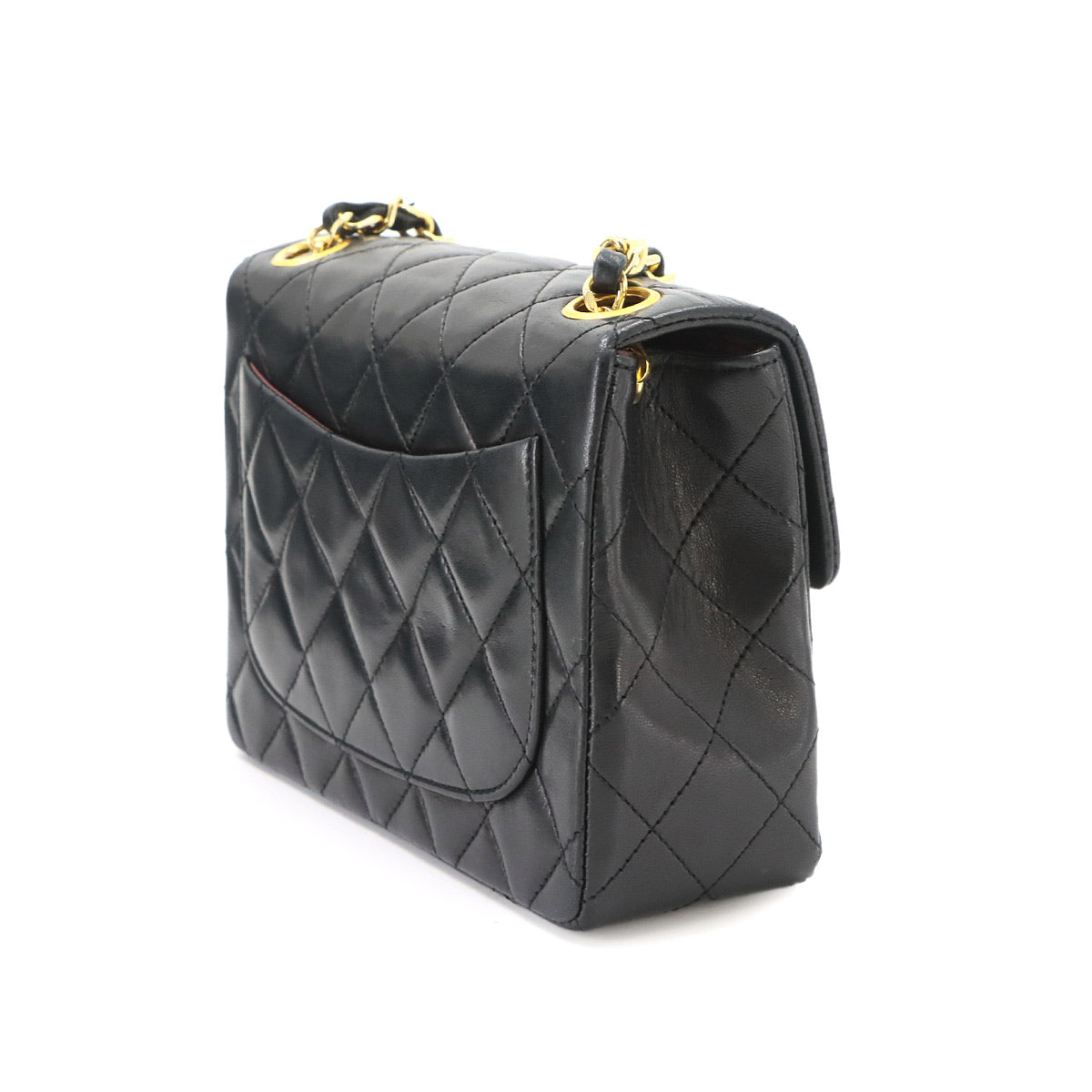 Mini Matelasse Chain Shoulder Bag Leather Black A01115 Purse