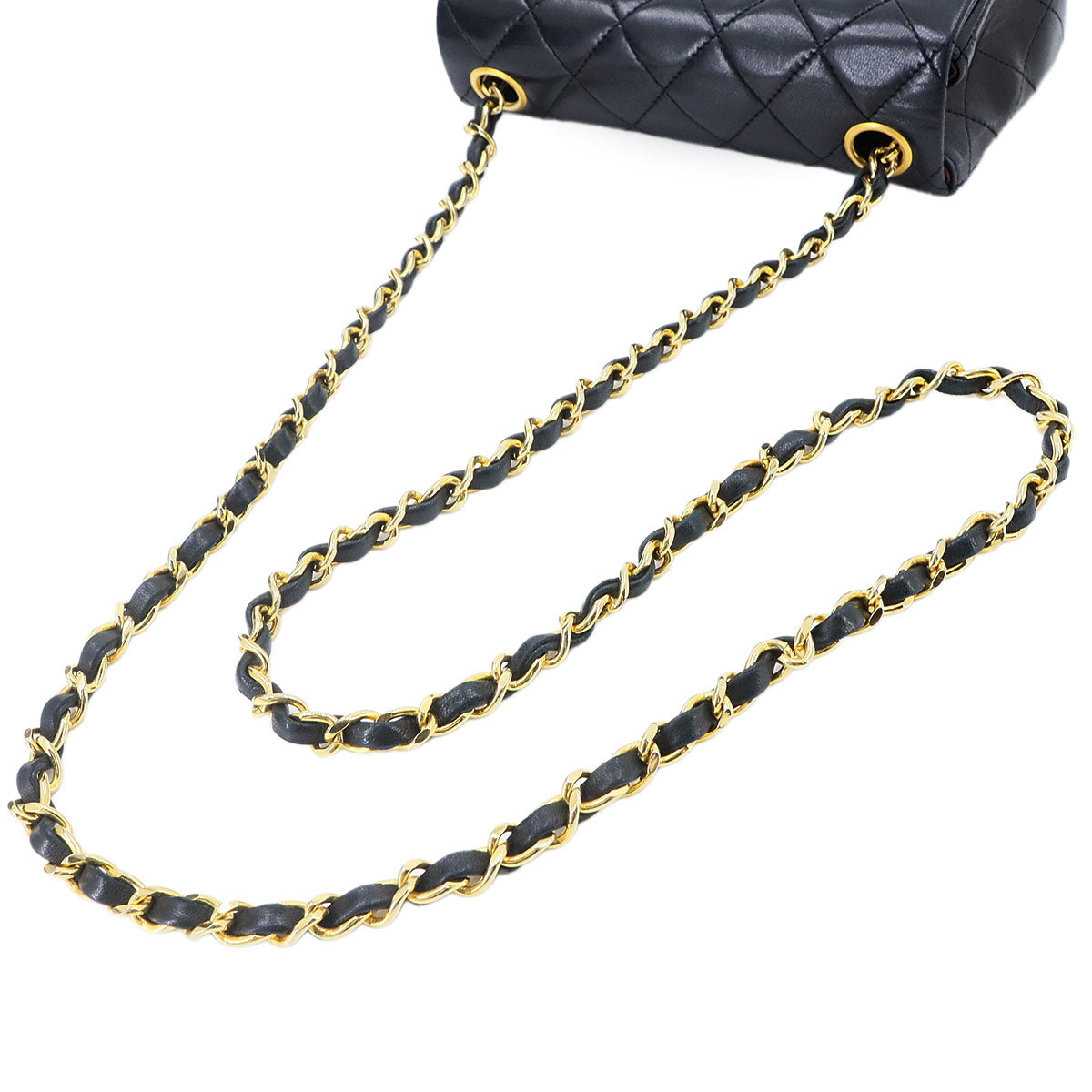 Mini Matelasse Chain Shoulder Bag Leather Black A01115 Purse