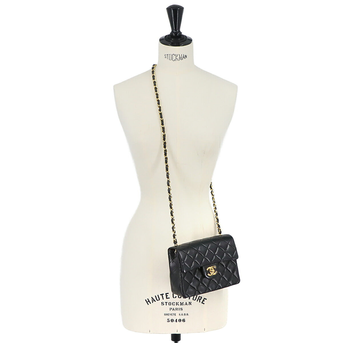 Mini Matelasse Chain Shoulder Bag Leather Black A01115 Purse