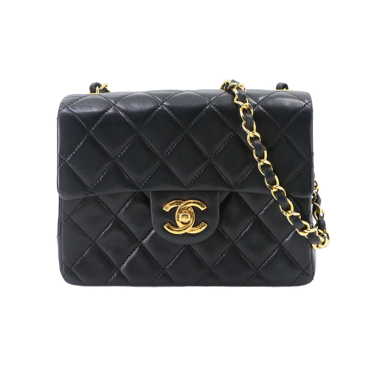 Mini Matelasse Chain Shoulder Bag Leather Black A01115 Purse