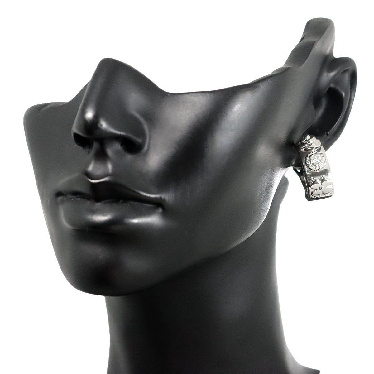 Three Symbols Diamond Earrings Pierced 18K WG 750