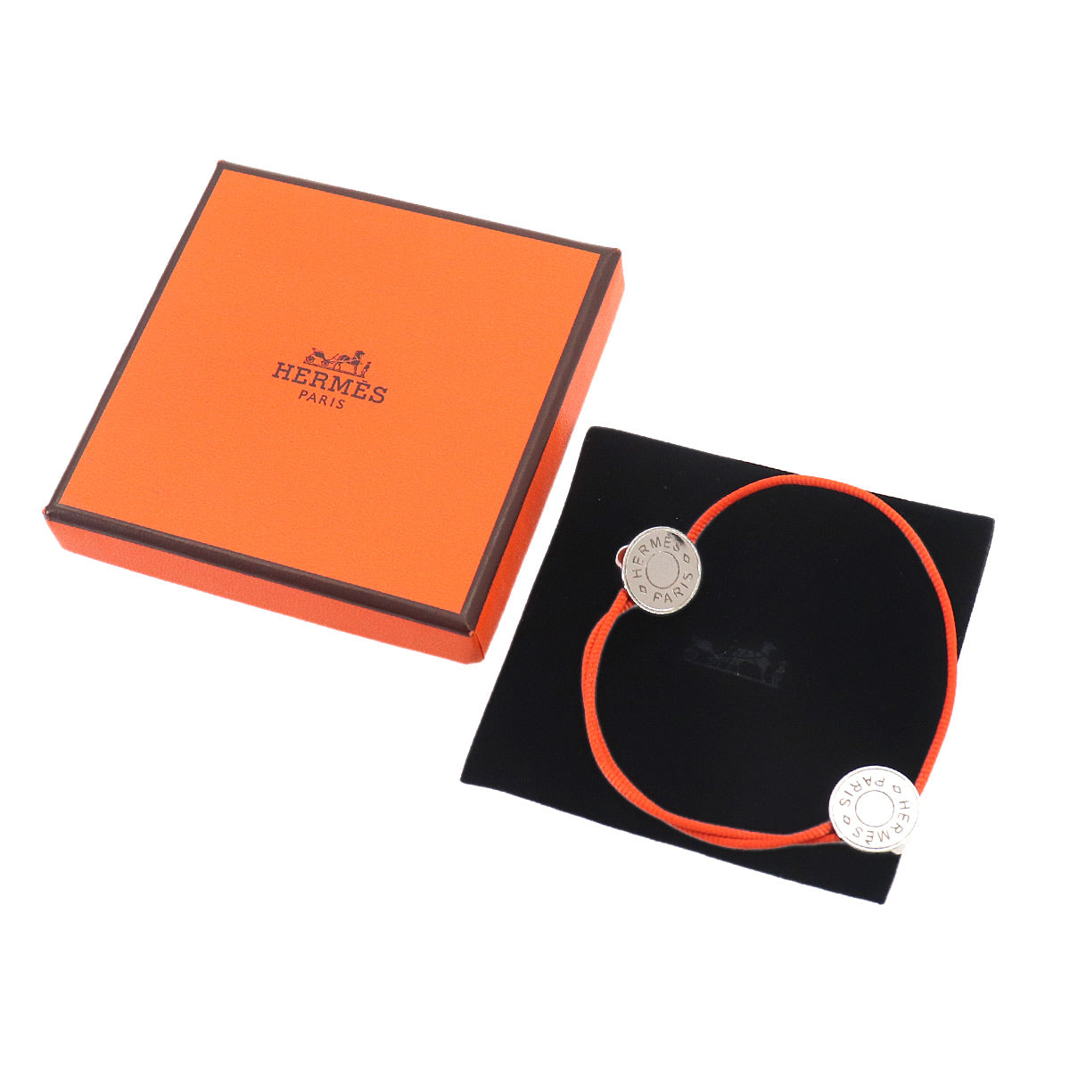 Sellier Cord Bracelet Orange Silver