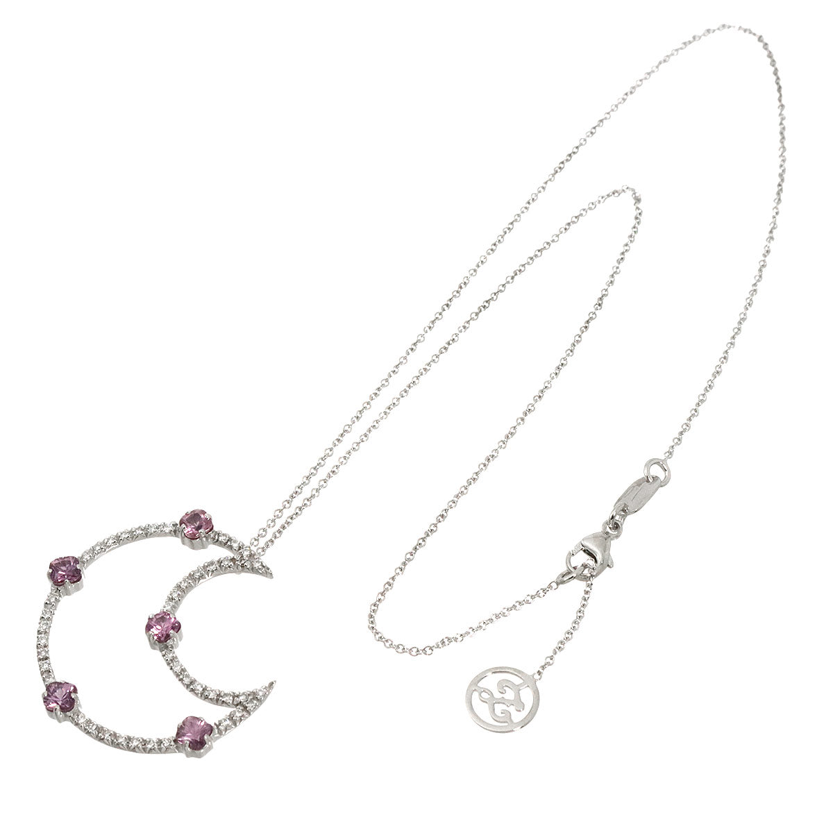 Sapphire Diamond Necklace 18K White Gold 750