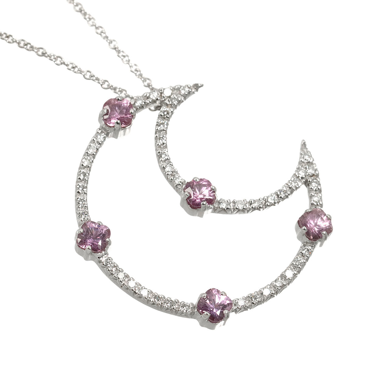 Sapphire Diamond Necklace 18K White Gold 750